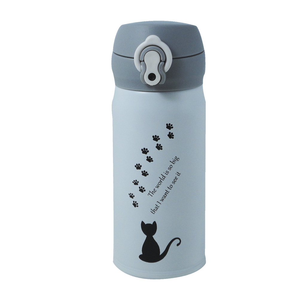 Thermal Bottle Stainless Steel 350 ML Cartoon Cat Printing Flask/Cup for Kids 12 OZ